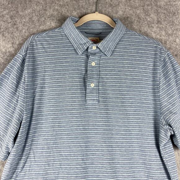 Faherty Movement Polo Shirt Mens Large Blue Striped Pima Cotton Modal Stretch - Picture 2 of 13